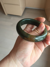 Load image into Gallery viewer, 52.3mm 100% Natural dark green yellow nephrite Jade bangle(河磨玉) HE103
