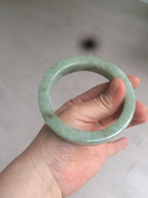 Load image into Gallery viewer, 59.5mm certified type A 100% Natural light green/gray chubby square style Jadeite Jade bangle AZ38-1505
