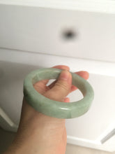 Load image into Gallery viewer, 59.5mm certified type A 100% Natural light green/gray chubby square style Jadeite Jade bangle AZ38-1505
