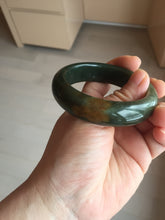 Load image into Gallery viewer, 52.3mm 100% Natural dark green yellow nephrite Jade bangle(河磨玉) HE103
