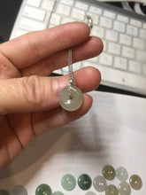 Load image into Gallery viewer, 12.5-13mm Type A 100% Natural icy watery green purple white yellow Jadeite Safety Guardian Button donuts pendant PF2
