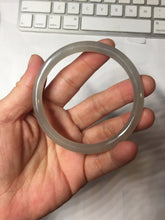 Load image into Gallery viewer, 58.5mm Certified 100% Natural Icy Watery Gray Very Light Smoky Purple (烟紫)  round cut Nephrite Bangle HN228-9110
