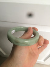 Load image into Gallery viewer, 59.5mm certified type A 100% Natural light green/gray chubby square style Jadeite Jade bangle AZ38-1505
