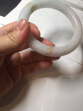 Load image into Gallery viewer, 59.2mm Certified 100% Natural type A light green/purple carved and golden-painted chubby round cut Jadeite Jade bangle PA174-(8571)
