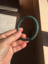 Load image into Gallery viewer, 55mm Certified Type A 100% Natural dark green blue gray black with flying snow slim round cut Guatemala Jadeite bangle PJ8-4324
