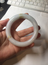 Load image into Gallery viewer, 59.2mm Certified 100% Natural type A light green/purple carved and golden-painted chubby round cut Jadeite Jade bangle PA174-(8571)
