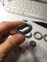 Load image into Gallery viewer, Size 7 3/4-13 100% natural type A light green/black/white/brown jadeite band ring group PD197
