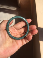 Load image into Gallery viewer, 55mm Certified Type A 100% Natural dark green blue gray black with flying snow slim round cut Guatemala Jadeite bangle PJ8-4324
