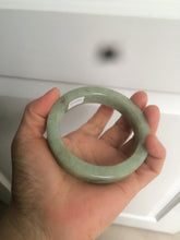 Load image into Gallery viewer, 59.5mm certified type A 100% Natural light green/gray chubby square style Jadeite Jade bangle AZ38-1505
