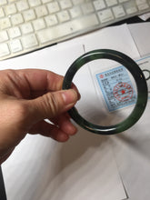Load image into Gallery viewer, 56.5mm Certified 100% Natural Dark Green/Black Green Ink Painting (绿水墨) Round Cut Nephrite (Wulanhai 乌兰海碧玉) Bangle HN167-7332
