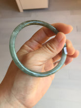 Load image into Gallery viewer, 58.9mm Type A 100% Natural Light Green/Gray/Black/Purple/Brown “Reed Flowers &amp; Snow” Guatemala Slim Round Cut Jadeite Bangle PJ123-1414
