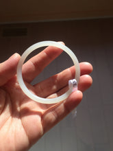 Load image into Gallery viewer, 52.5mm Certified 100% Natural icy gray (灰冰) slim round cut nephrite jade bangle HF127-9232
