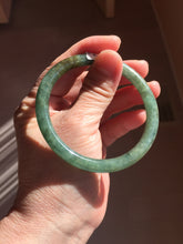 Load image into Gallery viewer, 57.4mm Certified 100% natural Type A oily dark green/ gray/brown (老油青) slim round cut jadeite jade bangle PB319-0599
