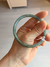 Load image into Gallery viewer, 58.9mm Type A 100% Natural Light Green/Gray/Black/Purple/Brown “Reed Flowers &amp; Snow” Guatemala Slim Round Cut Jadeite Bangle PJ123-1414
