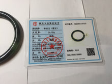 Load image into Gallery viewer, 56.5mm Certified 100% Natural Dark Green/Black Green Ink Painting (绿水墨) Round Cut Nephrite (Wulanhai 乌兰海碧玉) Bangle HN168-7315
