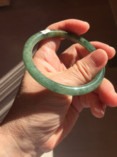 Load image into Gallery viewer, 57.4mm Certified 100% natural Type A oily dark green/ gray/brown (老油青) slim round cut jadeite jade bangle PB319-0599
