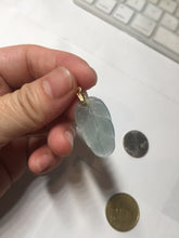 Load image into Gallery viewer, 100% natural type A icy watery light green blue gray Guatemala jadeite leaf pendant PD6
