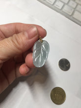 Load image into Gallery viewer, 100% natural type A icy watery light green blue gray Guatemala jadeite leaf pendant PD6
