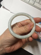 Load image into Gallery viewer, 53.5mm certified 100% natural Type A light green/white/ round cut jadeite jade bangle BS10-9563
