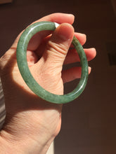 Load image into Gallery viewer, 57.4mm Certified 100% natural Type A oily dark green/ gray/brown (老油青) slim round cut jadeite jade bangle PB319-0599
