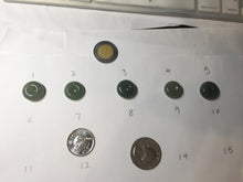 Load image into Gallery viewer, 14-15mm Type A 100% Natural dark green black gray(老油青) Jadeite Safety Guardian Button donuts pendant PD198
