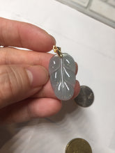 Load image into Gallery viewer, 100% natural type A icy watery light green blue gray Guatemala jadeite leaf pendant PD6

