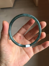 Load image into Gallery viewer, 59.5mm Certified Type A 100% Natural dark green/blue/gray Guatemala slim round cut Jadeite bangle PD177-2483
