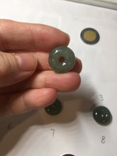 Load image into Gallery viewer, 14-15mm Type A 100% Natural dark green black gray(老油青) Jadeite Safety Guardian Button donuts pendant PD198
