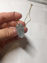Load image into Gallery viewer, 100% natural type A icy watery light green blue gray Guatemala jadeite leaf pendant PD6
