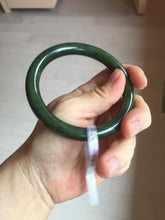Load image into Gallery viewer, 60.4mm certified 100% Natural dark green/black nephrite Jade(碧玉) bangle HN11-1576
