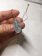 Load image into Gallery viewer, 100% natural type A icy watery light green blue gray Guatemala jadeite leaf pendant PD6
