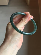 Load image into Gallery viewer, 61mm Certified Type A 100% Natural dark green/blue/gray Guatemala slim round cut Jadeite bangle PD176-2495
