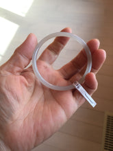 Load image into Gallery viewer, 52.5mm Certified 100% Natural icy gray (灰冰) slim round cut nephrite jade bangle HF125-9106
