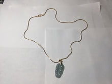 Load image into Gallery viewer, 100% natural type A icy watery light green blue gray Guatemala jadeite leaf pendant PD6
