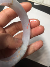 Load image into Gallery viewer, 57m Type A 100% Natural light purple white carved branches and flowers and golden-painted jadeite jade bangle BH132
