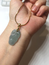 Load image into Gallery viewer, 100% natural type A icy watery light green blue gray Guatemala jadeite leaf pendant PD6
