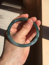 Load image into Gallery viewer, 57.6mm Certified Type A 100% Natural dark green blue gray black slim round cut Guatemala Jadeite bangle PJ5-4321
