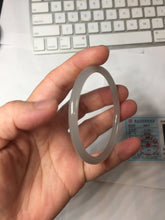 Load image into Gallery viewer, 54mm Certified 100% Natural Icy Watery Gray Very Light Smoky Purple (烟紫)  round cut Nephrite Bangle HN230-9223
