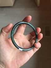 Load image into Gallery viewer, 61mm Certified Type A 100% Natural dark green/blue/gray Guatemala slim round cut Jadeite bangle PD176-2495
