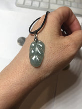 Load image into Gallery viewer, 100% natural type A icy watery light green gray Guatemala jadeite leaf pendant PD7

