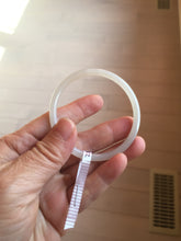 Load image into Gallery viewer, 52.5mm Certified 100% Natural icy gray (灰冰) slim round cut nephrite jade bangle HF127-9232
