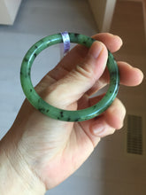 Load image into Gallery viewer, 55mm Certified 100% Natural Fresh Young Green/Dark Green/Black Green Ink Painting (绿水墨) Round Cut Nephrite (Wulanhai 乌兰海碧玉) Bangle HN166-7328
