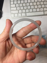 Load image into Gallery viewer, 54mm Certified 100% Natural Icy Watery Gray Very Light Smoky Purple (烟紫)  round cut Nephrite Bangle HN230-9223
