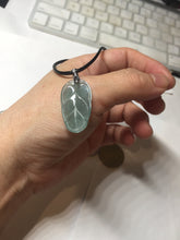 Load image into Gallery viewer, 100% natural type A icy watery light green gray Guatemala jadeite leaf pendant PD7
