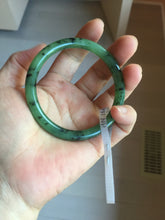 Load image into Gallery viewer, 55mm Certified 100% Natural Fresh Young Green/Dark Green/Black Green Ink Painting (绿水墨) Round Cut Nephrite (Wulanhai 乌兰海碧玉) Bangle HN166-7328
