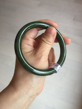 Load image into Gallery viewer, 60.5mm certified 100% Natural dark green/black round cut nephrite Jade(碧玉)  bangle HN13-1575
