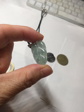 Load image into Gallery viewer, 100% natural type A icy watery light green gray Guatemala jadeite leaf pendant PD7
