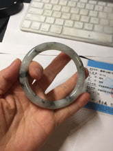 Load image into Gallery viewer, 56mm certificate 100% natural Type A white dark green ink painting (水墨) round cut jadeite jade bangle PC157-3144
