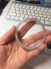 Load image into Gallery viewer, 54mm Certified 100% Natural Icy Watery Gray Very Light Smoky Purple (烟紫)  round cut Nephrite Bangle HN230-9223
