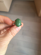 Load image into Gallery viewer, 100% Natural green nephrite (碧玉) cabochon  Jade ring (adjustable size) HT128
